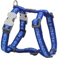 Dark blue patterned dog harness with gray buckles and adjustable straps