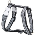 Red Dingo designer dog harness in black with gray-and-white patterned straps
