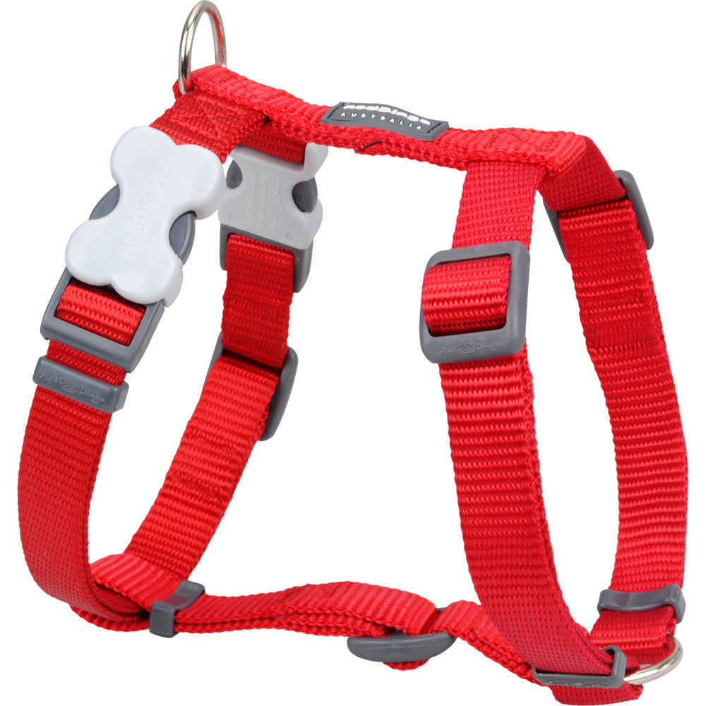 Red Dingo red classic dog harness with metal D-ring and adjustable straps