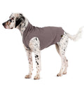 Charcoal gray stretch fleece dog coat with full back and leg openings