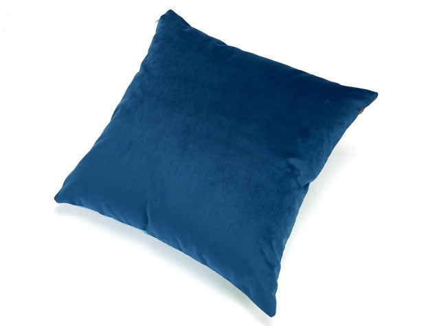 Accent pillow, solid dark blue fabric with smooth square shape