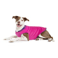 Fuchsia fleece dog pullover sweater with crew neck and hem detail