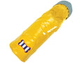 Yellow rain slicker dog coat with blue and red bone patch