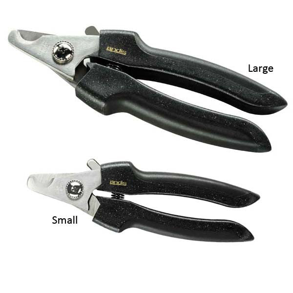 Pet nail clippers, large and small sizes, black handles with silver blades