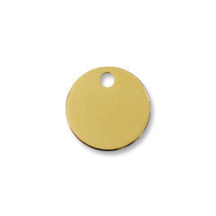 Red Dingo brass round dog ID tag with small top hole for leash attachment