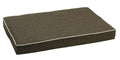 Memory foam dog mattress in driftwood brown with white piped edges