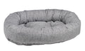 Allumina microlinen donut dog bed, gray fabric with raised padded rim and base