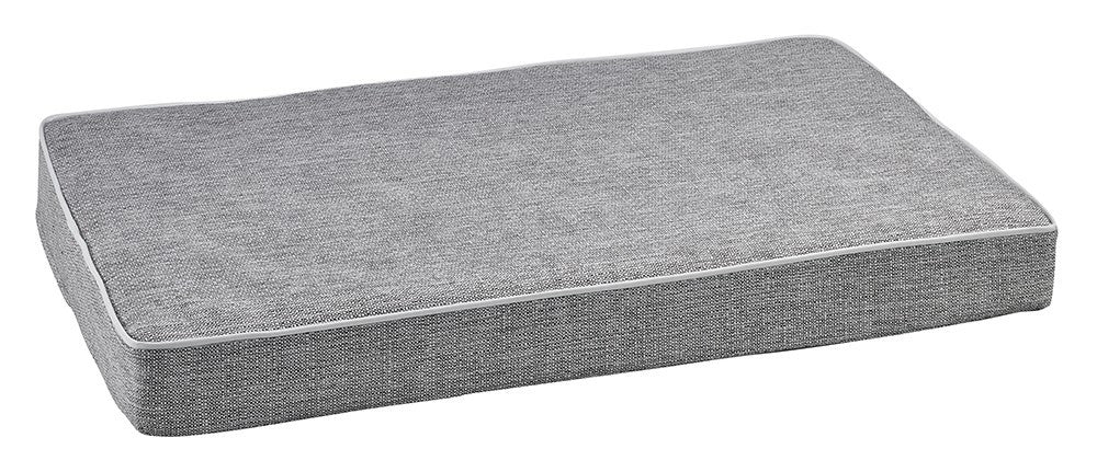 Allumina isotonic memory foam dog mattress, rectangular gray fabric with piped edge