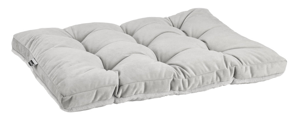 Dream Futon dog bed in light gray, quilted futon with side loop handles