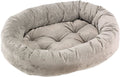 Granite Microvelvet donut dog bed, gray round nest with padded inner cushion