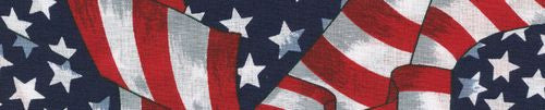 Close-up star-and-striped fabric for a red, white, and blue dog collar