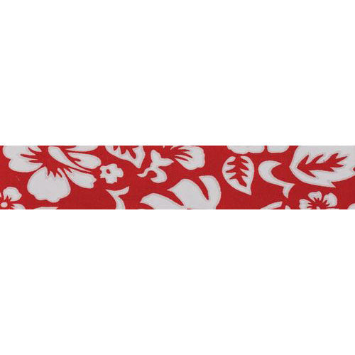 Red fabric dog collar pattern with white flowers and leaves