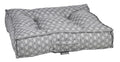 Geometric micro jacquard dog bed with gray and white patterned cover
