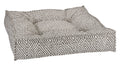 Piazza dog bed in Diamondback micro jacquard with gray diamond-pattern upholstery