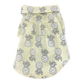 Yellow pineapple-print dog shirt with short sleeves and round neckline