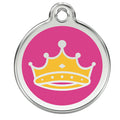 Red Dingo stainless steel and enamel dog ID tag with crown icon