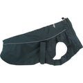 Red Dingo charcoal gray dog rain coat with hood opening and belly strap