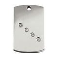 Red Dingo stainless rectangular dog tag with 4 round crystal zirconia
