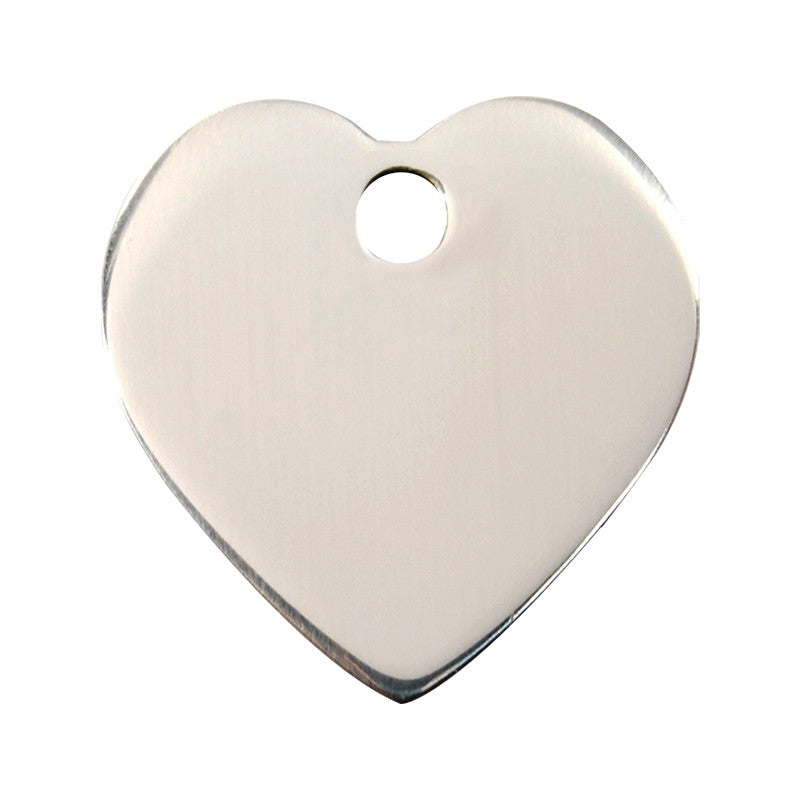 Red Dingo heart-shaped stainless steel dog tag with round hanging hole